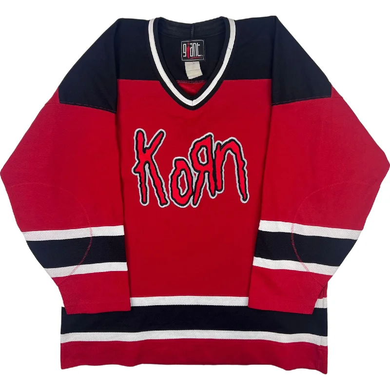 Men's Vintage American Football Jerseys of Legendary Teams for Collectors and FansVintage 1999 Korn Follow the Leader Tour Hockey Jersey Red Black Rare