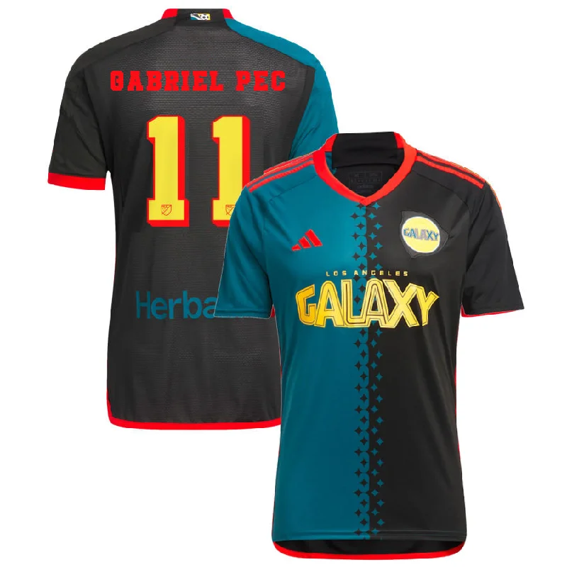 Men's Breathable Polyester Running Jerseys in Bright Neon Colors for High - Visibility Workoutsadidas LA Galaxy Gabriel Pec Third Jersey 24/25 (Black/Virdia)