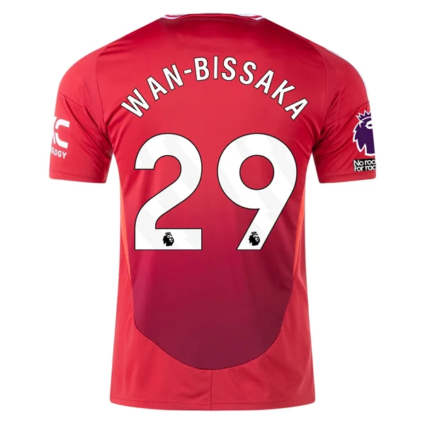 Men's Breathable Polyester Running Jerseys in Bright Neon Colors for High - Visibility Workoutsadidas Manchester United Aaron Wan-Bissaka Home Jersey w/ EPL + No Room For Racism 24/25 (MUFC Red)