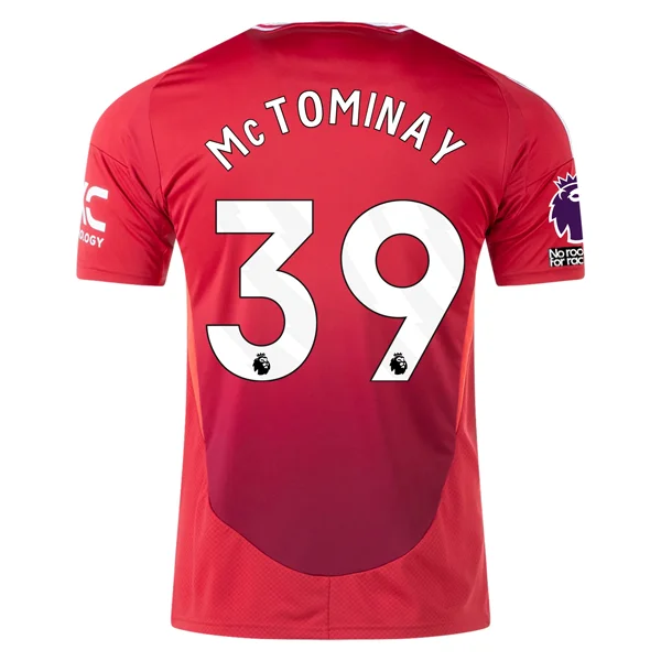 Men's Retro Hockey Jerseys with Classic Stripes and Logos for a Nostalgic Hockey Aestheticadidas Manchester United Scott McTominay Home Jersey w/ EPL + No Room For Racism 24/25 (MUFC Red)