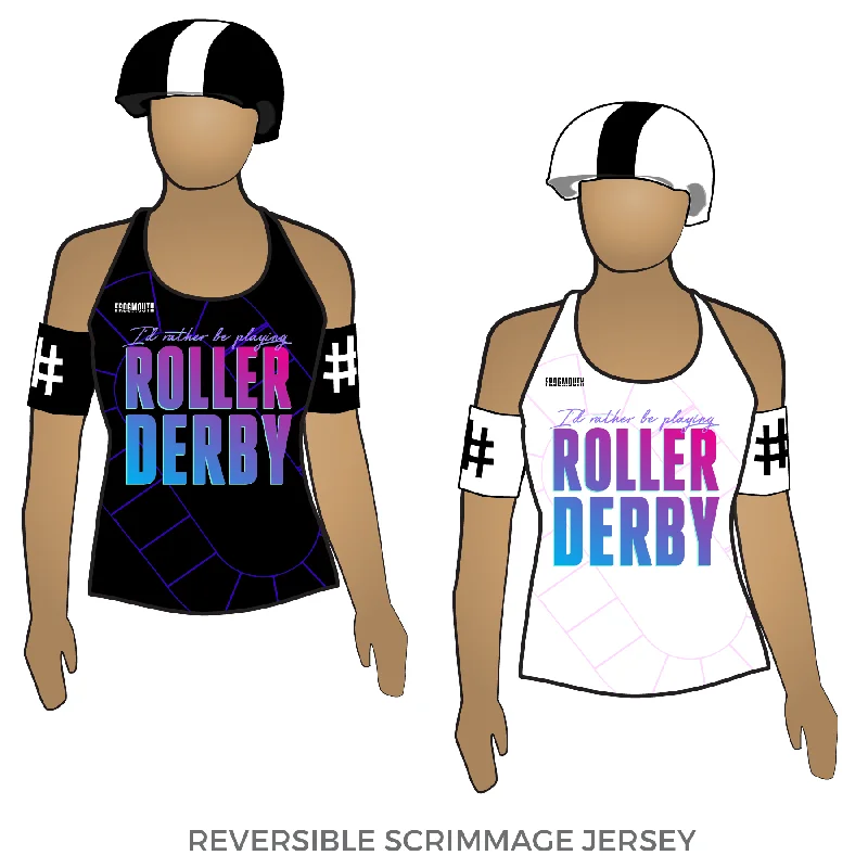 Men's Replica Hockey Jerseys of Star Players for Devoted Ice Hockey SupportersI'd Rather be Playing Roller Derby: Reversible Scrimmage Jersey (White Ash / Black Ash)