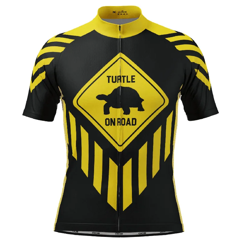 Men's Cycling Jerseys with Reflective Stripes for Safe and Stylish Rides at NightMen's Turtle on Road Short Sleeve Cycling Jersey