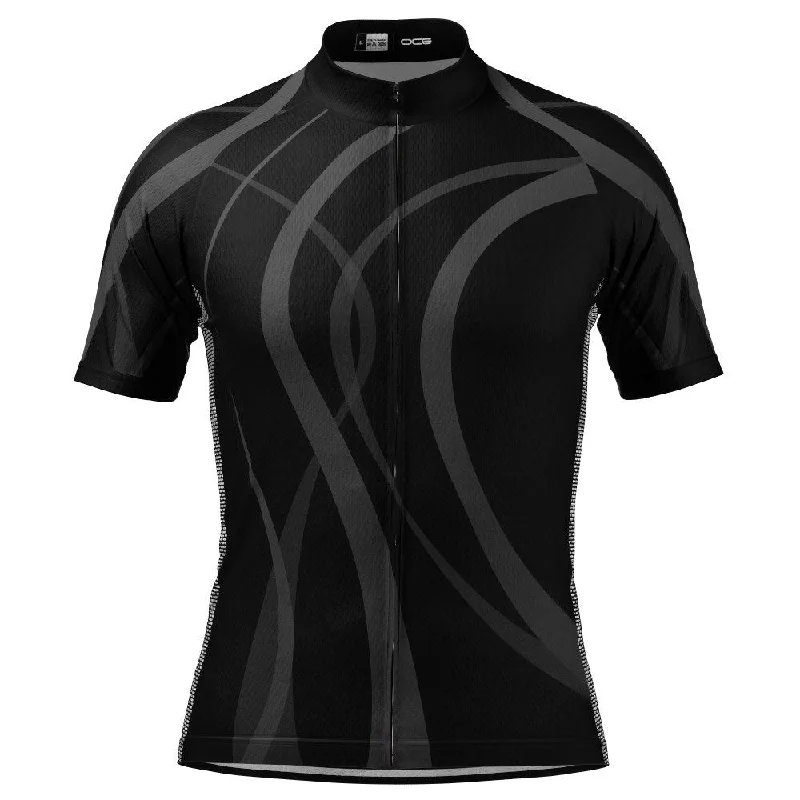 Men's Breathable Polyester Running Jerseys in Bright Neon Colors for High - Visibility WorkoutsMen's Winding Road Black Cycling Jersey