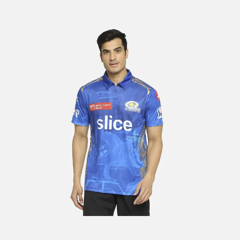 Men's Retro Hockey Jerseys with Classic Stripes and Logos for a Nostalgic Hockey AestheticIPL Mumbai Indians Match Jersey 2023-Plain -Blue