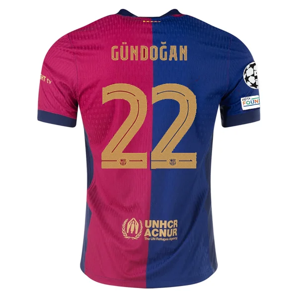 Men's Authentic Soccer Jerseys of National Teams for International Football EventsNike Barcelona Authentic İlkay Gündoğan Home Jersey w/ Champions League Patches 24/25 (Royal/Nobel Red/Club Gold)