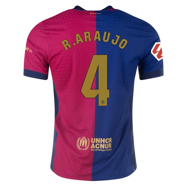 Men's Retro Soccer Jerseys of Famous Clubs from the 90s for Nostalgic Football EnthusiastsNike Barcelona Authentic Ronald Araujo Home Jersey w/ La Liga Patch 24/25 (Royal/Nobel Red/Club Gold)