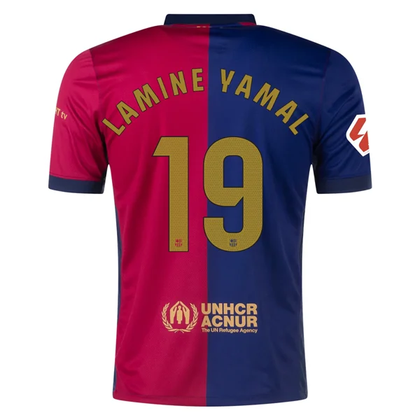 Men's Retro Hockey Jerseys with Classic Stripes and Logos for a Nostalgic Hockey AestheticNike Barcelona Lamine Yamal Home Jersey w/ La Liga Patch 24/25 (Deep Royal/Noble Red/Club Gold)