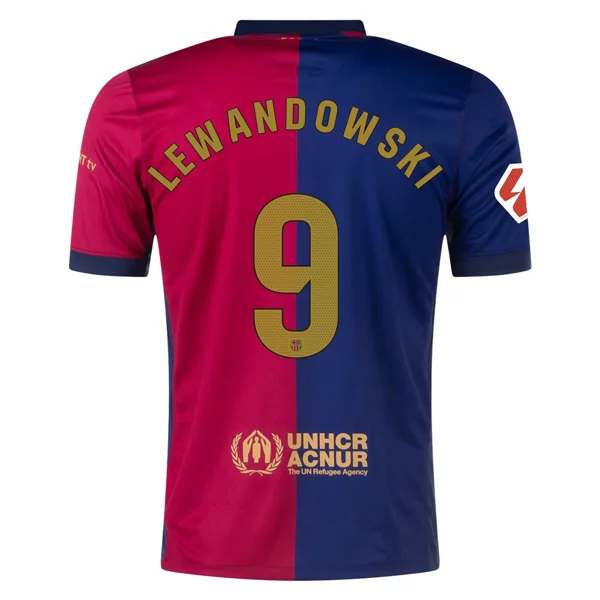 Men's Football Jerseys with Embroidered Club Badges for a Premium and Authentic AppealNike Barcelona Robert Lewandowski Home Jersey w/ La Liga Patch 24/25 (Deep Royal/Noble Red/Club Gold)