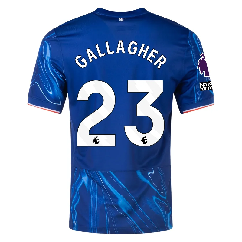 Men's Football Jerseys with Embroidered Club Badges for a Premium and Authentic AppealNike Chelsea Connor Gallagher Home Jersey w/ EPL + No Room For Racism Patches 24/25 (Rush Blue/Team Orange)