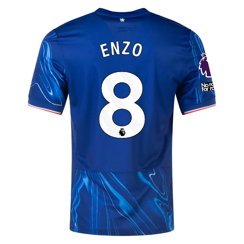 Men's Sustainable Organic Cotton Rugby Jerseys for Eco - Conscious Sports EnthusiastsNike Chelsea Enzo Fernandez Home Jersey w/ EPL + No Room For Racism Patches 24/25 (Rush Blue/Team Orange)