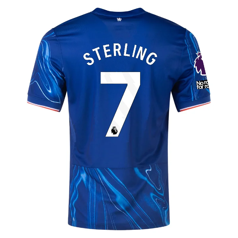 Men's Moisture - Wicking Lacrosse Jerseys with Mesh Panels for Optimal Performance on the FieldNike Chelsea Raheem Sterling Home Jersey w/ EPL + No Room For Racism Patches 24/25 (Rush Blue/Team Orange)