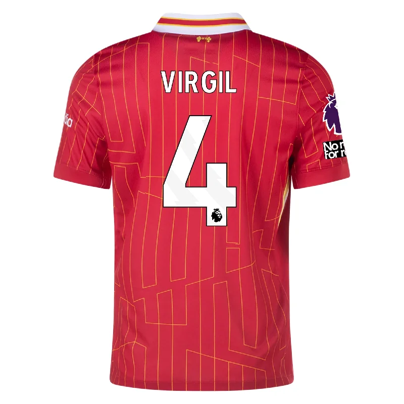 Men's Replica Hockey Jerseys of Star Players for Devoted Ice Hockey SupportersNike Liverpool Virgil van Dijk Home Jersey w/ EPL + No Room For Racism Patches 24/25 (Gym Red/Chrome Yellow)