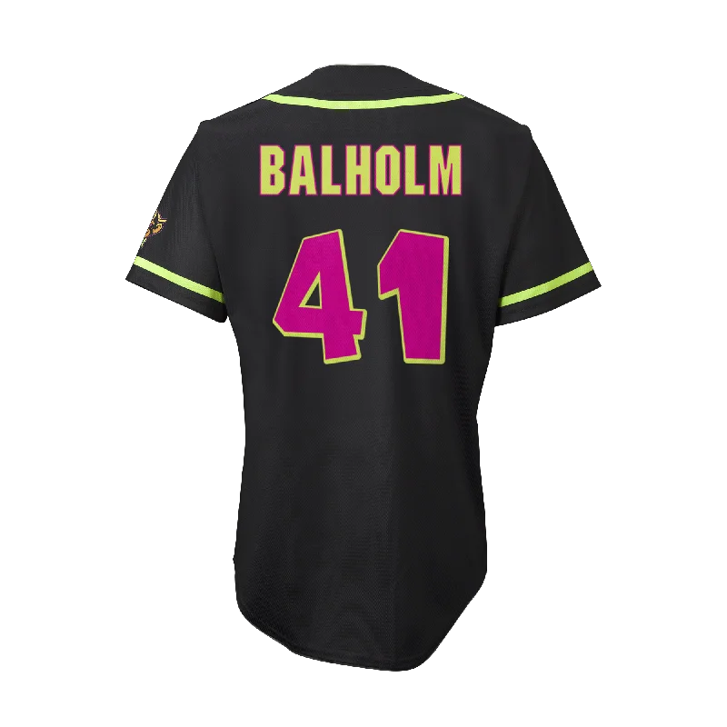 Men's Breathable Polyester Running Jerseys in Bright Neon Colors for High - Visibility WorkoutsParty Animals Bronson Balholm #41 EvoShield Jersey - Black