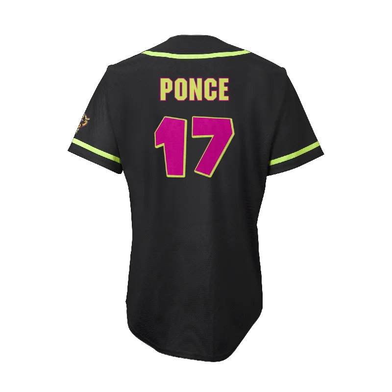 Men's Breathable Polyester Running Jerseys in Bright Neon Colors for High - Visibility WorkoutsParty Animals Dalton Ponce #17 EvoShield Jersey - Black