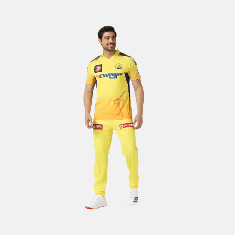 Men's Moisture - Wicking Golf Jerseys with UV Protection for Comfortable Rounds on the CourseChennai Super Kings(CSK) IPL 2024 Dhoni 7 Official Match Jersey Half Sleeve