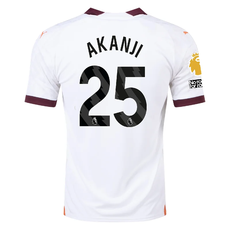 Men's Custom - Printed Baseball Jerseys with Player Names and Numbers for Personalized StylePuma Manchester City Akanji Away Jersey w/ EPL + No Room For Racism Patches 23/24 (Puma White/Aubergine)