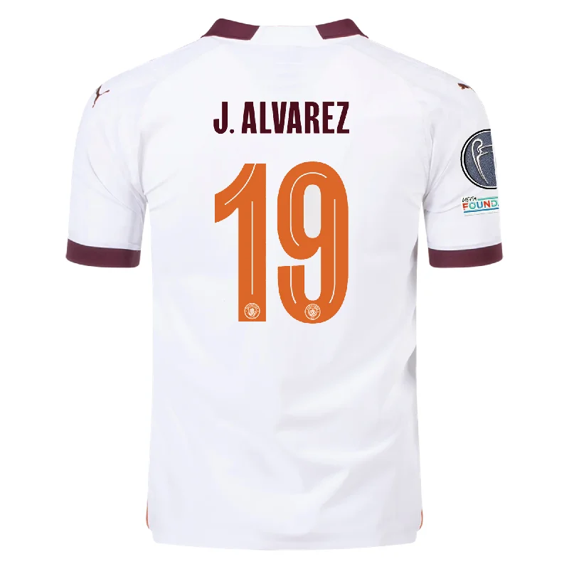 Men's Limited - Release American Football Jerseys of Rookie Stars for Early Adopters and FansPuma Manchester City Authentic Julian Alvarez Away Jersey w/ Champions League + Club World Cup Patches 23/24 (Puma White/Aubergine)