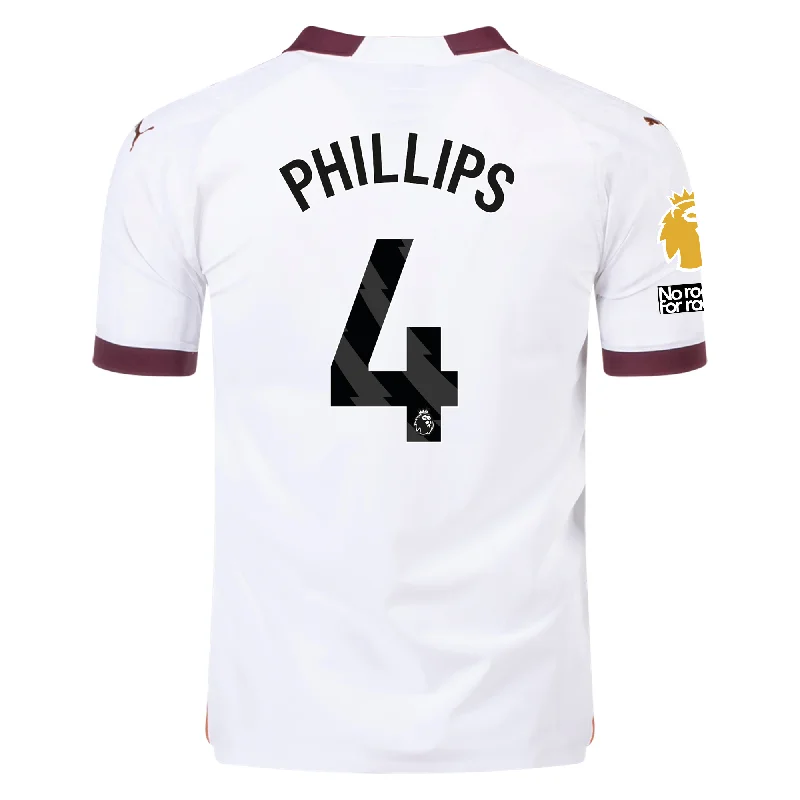 Men's Retro Soccer Jerseys of Famous Clubs from the 90s for Nostalgic Football EnthusiastsPuma Manchester City Authentic Kalvin Phillips Away Jersey w/ EPL + No Room For Racism + Club World Cup Patches 23/24 (Puma White/Aubergine)