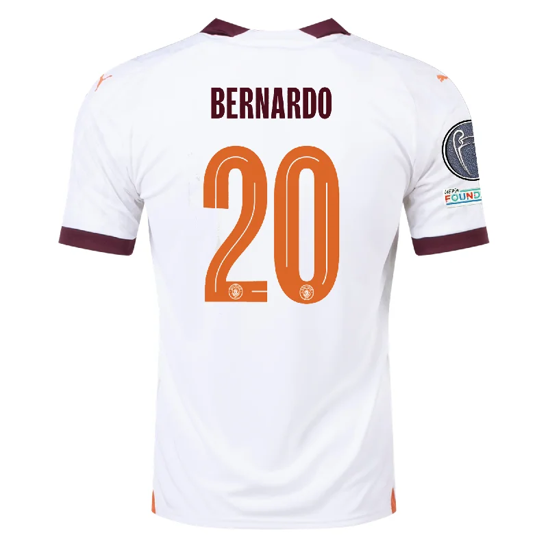 Men's Vintage American Football Jerseys of Legendary Teams for Collectors and FansPuma Manchester City Bernardo Silva Away Jersey w/ Champions League Patches 23/24 (Puma White/Aubergine)