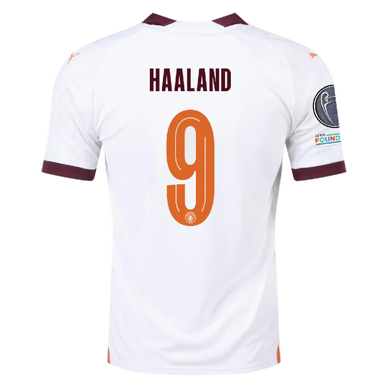 Men's Limited - Edition Cricket Jerseys Commemorating Historic Matches for Die - Hard Cricket LoversPuma Manchester City Erling Haaland Away Jersey w/ Champions League Patches 23/24 (Puma White/Aubergine)