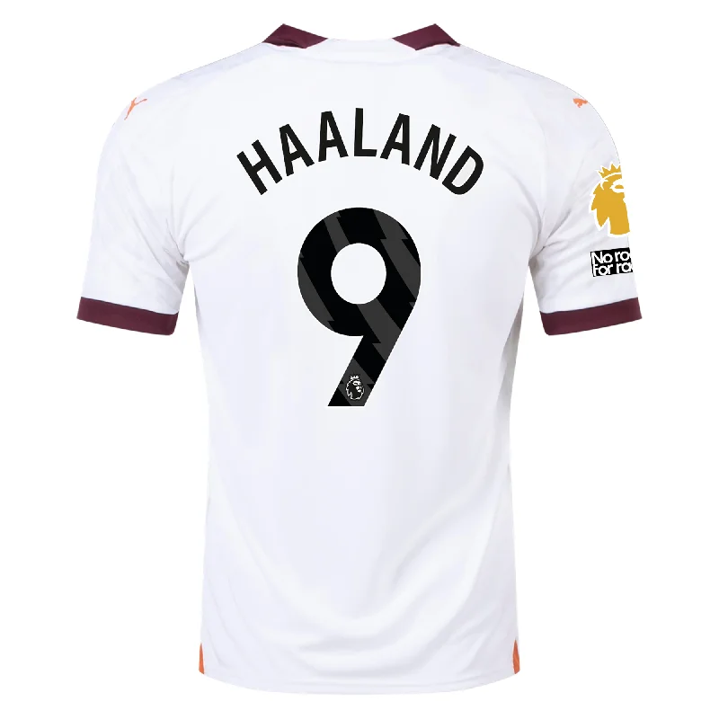 Men's Retro Hockey Jerseys with Classic Stripes and Logos for a Nostalgic Hockey AestheticPuma Manchester City Erling Haaland Away Jersey w/ EPL + No Room For Racism Patches 23/24 (Puma White/Aubergine)