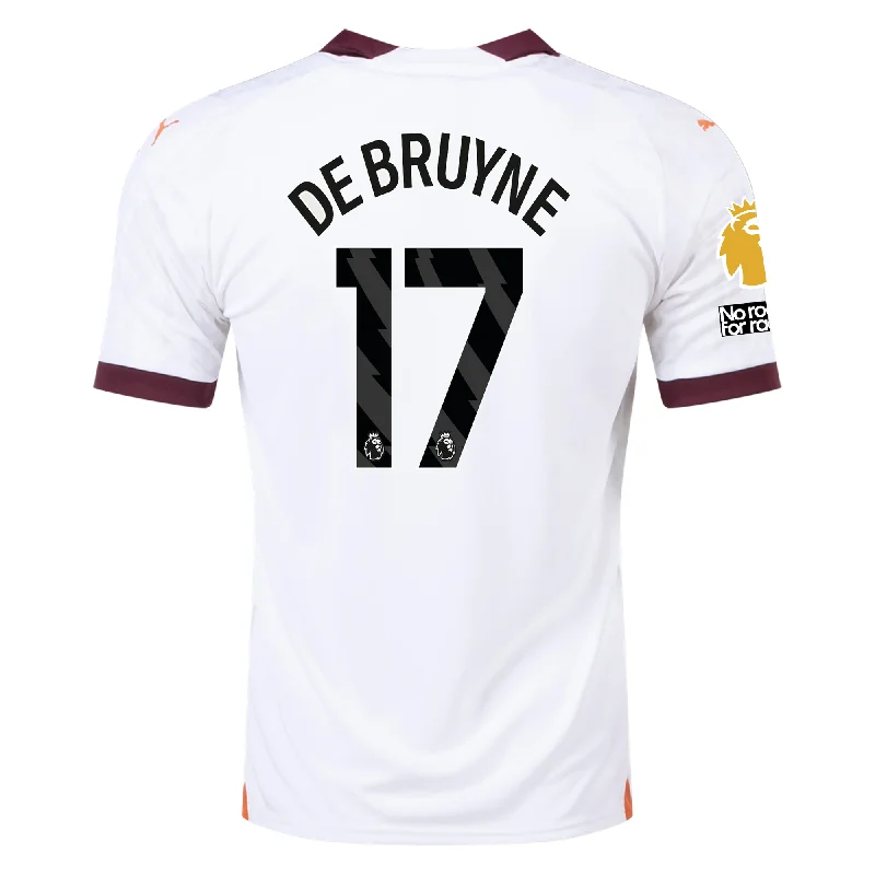 Men's Custom - Embroidered Volleyball Jerseys for Team Uniforms or Personalized GearPuma Manchester City Kevin De Bruyne Away Jersey w/ EPL + No Room For Racism Patches 23/24 (Puma White/Aubergine)