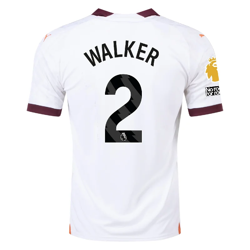 Men's Breathable Polyester Running Jerseys in Bright Neon Colors for High - Visibility WorkoutsPuma Manchester City Kyle Walker Away Jersey w/ EPL + No Room For Racism Patches 23/24 (Puma White/Aubergine)