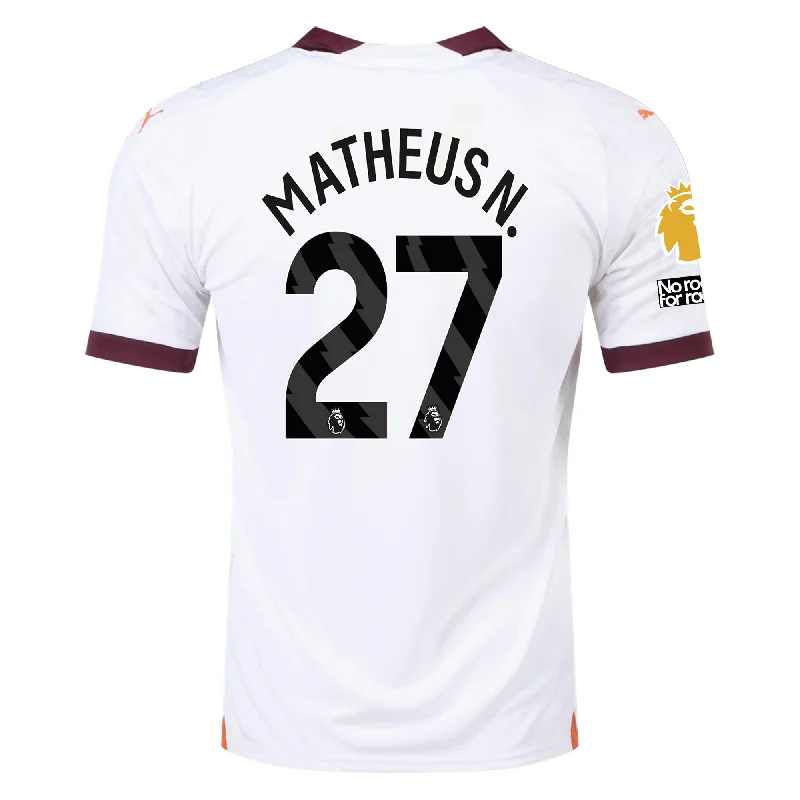 Men's Custom - Embroidered Volleyball Jerseys for Team Uniforms or Personalized GearPuma Manchester City Matheus Nunes Away Jersey w/ EPL + No Room For Racism Patches 23/24 (Puma White/Aubergine)