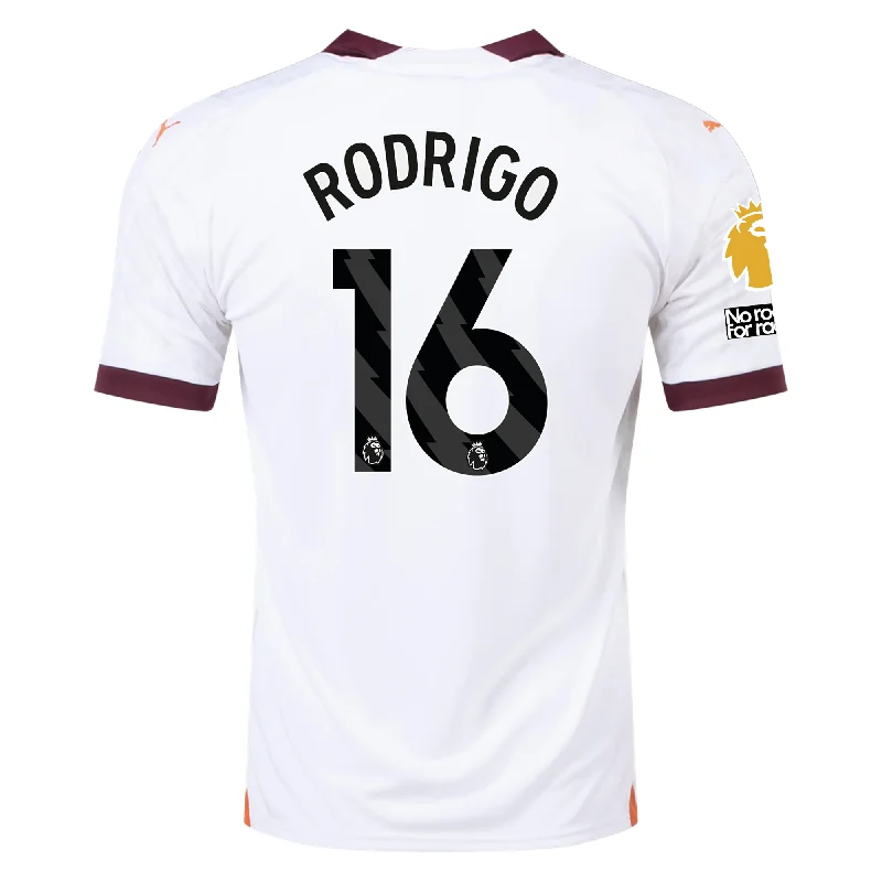 Men's Custom - Printed Baseball Jerseys with Player Names and Numbers for Personalized StylePuma Manchester City Rodrigo Away Jersey w/ EPL + No Room For Racism Patches 23/24 (Puma White/Aubergine)