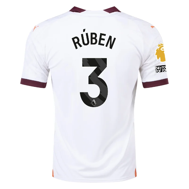 Men's Moisture - Wicking Lacrosse Jerseys with Mesh Panels for Optimal Performance on the FieldPuma Manchester City Ruben Dias Away Jersey w/ EPL + No Room For Racism Patches 23/24 (Puma White/Aubergine)