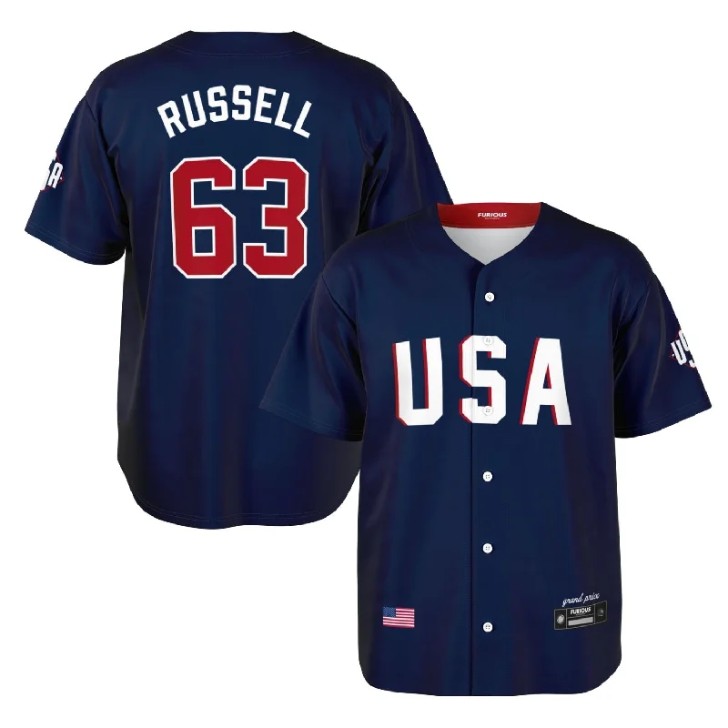 Men's Custom - Embroidered Volleyball Jerseys for Team Uniforms or Personalized GearRussell - USA GP Jersey