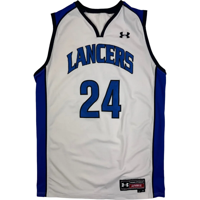 Men's Basketball Jerseys with Signature Player Logos for a Fan - Favorite LookUnder Armour Lancers 24 Authentic Jersey White Blue