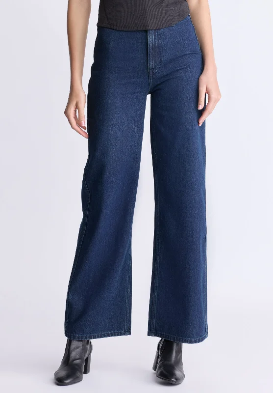 Men's Cargo Jeans with Multiple Pockets for a Practical and Outdoor - Friendly LookHigh Rise Wide Leg Adele Women's Jeans, Dark rinse wash - BL16013