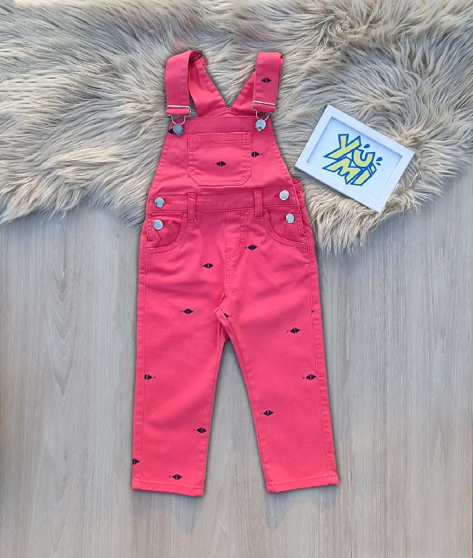 Men's Low - Rise Jeans in a Light Wash for a Casual and Youthful LookAdorable Fish-Print Pink Dungarees for Girls