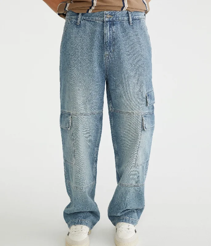 Plus Size Men's Relaxed Fit Jeans with a Faded Wash for a Vintage - Inspired LookAeropostale Relaxed Cargo Jean