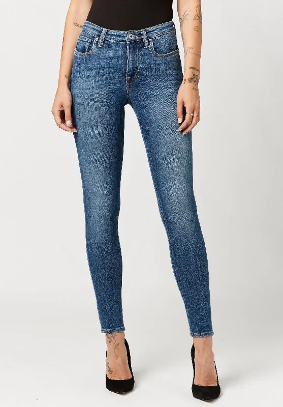 Men's Ripped Skinny Jeans in Acid Wash for an Edgy and Punk - Inspired StyleMid Rise Skinny Alexa Women's Jeans in Sanded Mid Blue - BL15749