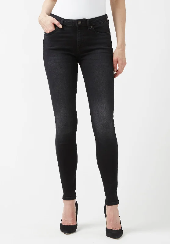 Men's Jeans with an Elastic Waistband for Ultimate ComfortMid Rise Skinny Alexa Women's Jeans in Faded Black- BL15843