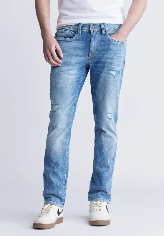 Men's Straight Leg Raw Denim Jeans for a Minimalist and Durable OptionSlim Ash Men's Jeans, Veined and Rugged - BM22865