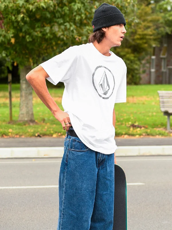 Men's Jeans with a Frayed Hem for a Casual and Effortless StyleCircle Stone Short Sleeve Tee - White