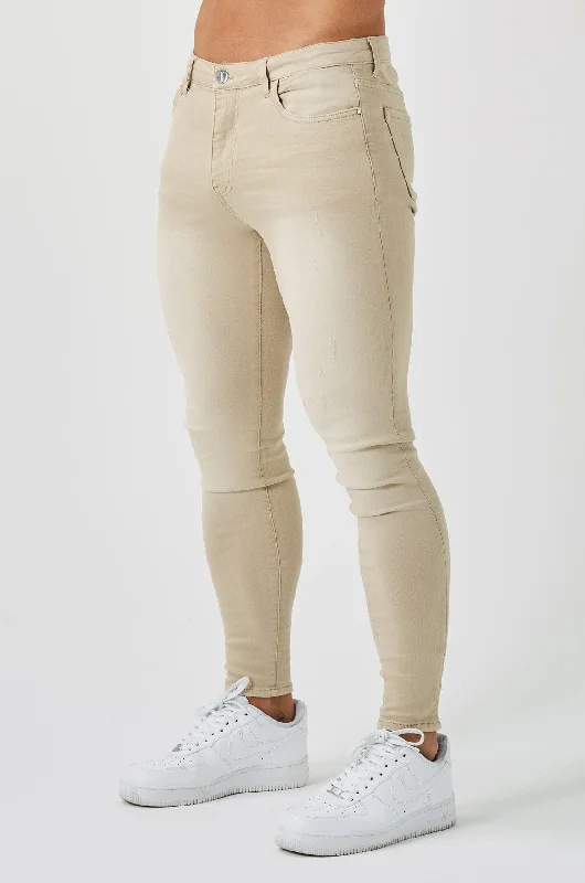 Men's High - Waisted Jeans in a Medium Wash for a Vintage - Style RevivalSKINNY FIT JEANS - SAND