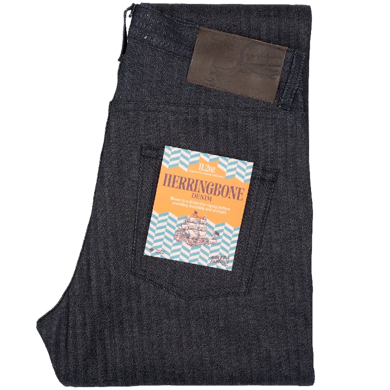 Men's Jeans with a Zip - Off Lower Leg for Convertible StyleEasy Guy - Herringbone Denim