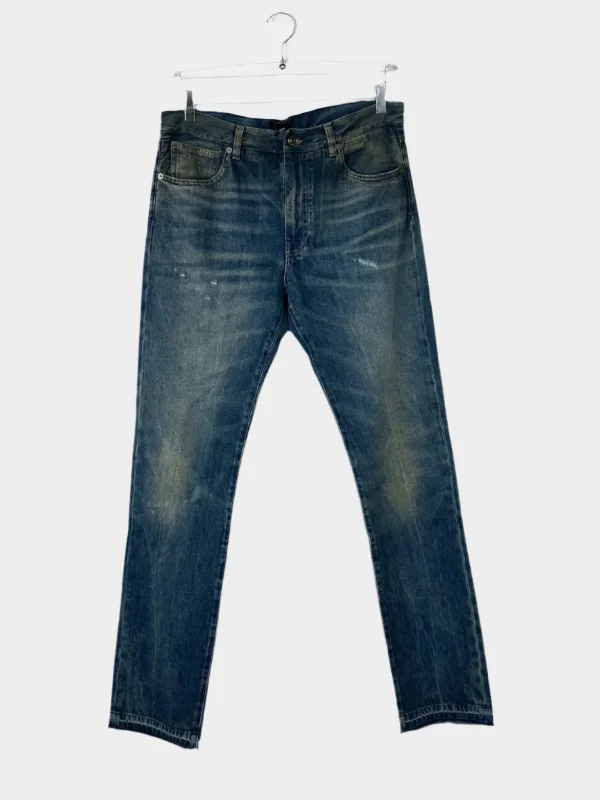 Men's Straight Leg Raw Denim Jeans for a Minimalist and Durable OptionFaded Straight Jeans