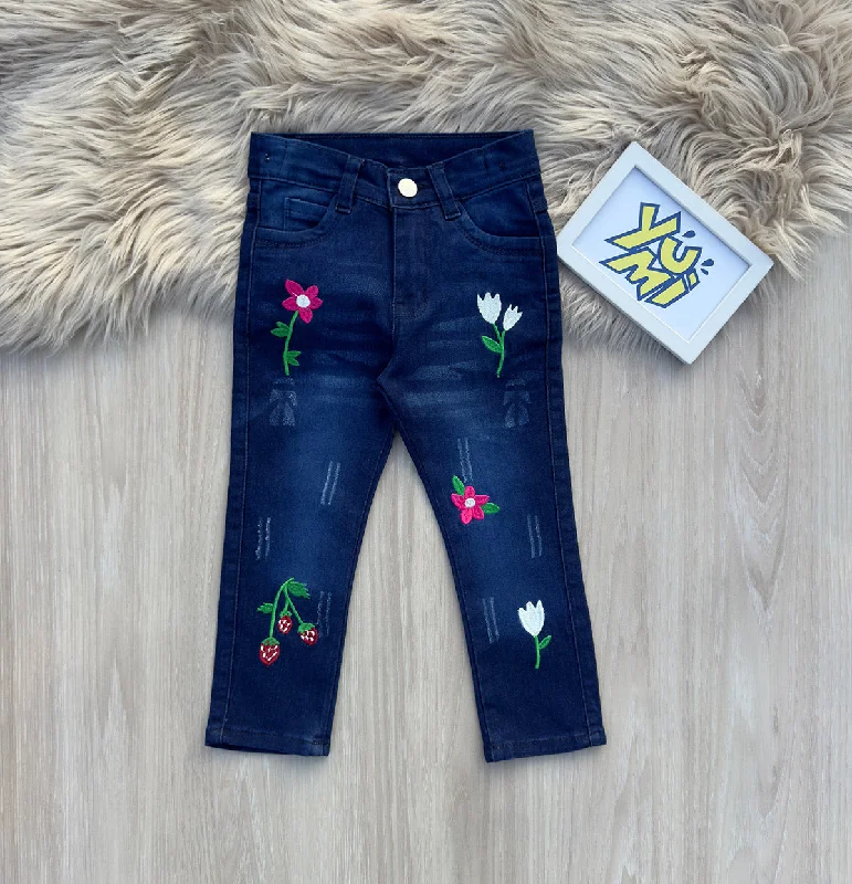 Men's Jeans with a Hidden Coin Pocket for Added ConvenienceGirls' Floral Embroidered Stretch Jeans