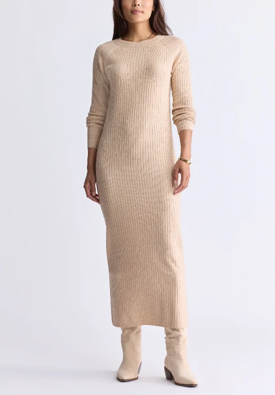 Men's High - Waisted Jeans in a Medium Wash for a Vintage - Style RevivalJaida Women’s Long Sleeve Rib Knit Dress, Tan - SD0004F