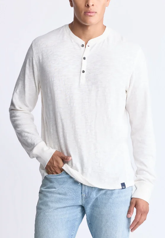 Men's Jeans with a Button - Fly for a Traditional and Classic AestheticKandid Men's Long-Sleeve Henley Top, Milk - BM24522