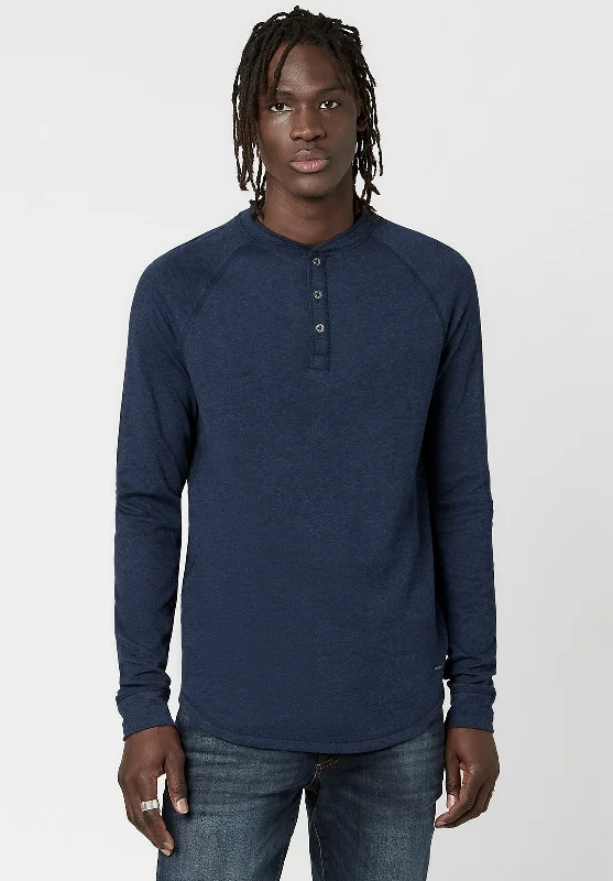 Men's Jeans with a Zip - Off Lower Leg for Convertible StyleKariver Henley Long Sleeve Henley in Midnight Blue - BM23368