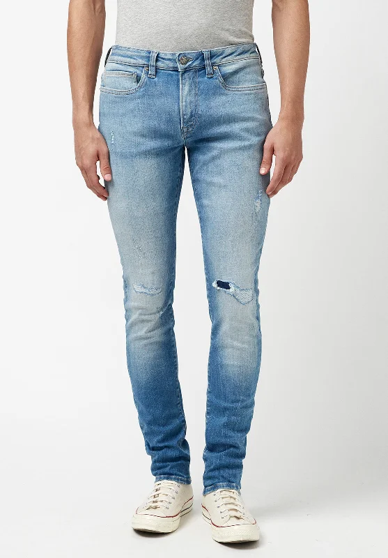 Plus Size Men's Relaxed Fit Jeans with a Tapered Leg for a Laid - Back VibeSkinny Max Men's Jeans in Contrasted and Veined Indigo - BM22860