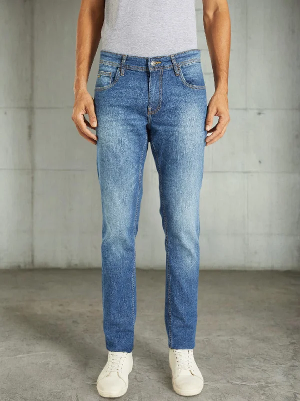 Men's Jeans with a Frayed Hem for a Casual and Effortless StyleMen Brooklyn Fit Stretchable Jeans