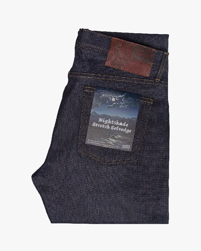 Men's Stretch Jeans with a Moisture - Wicking Lining for Active LifestylesNaked & Famous Weird Guy Regular Tapered Mens Jeans - Nightshade Stretch Selvedge / Indigo