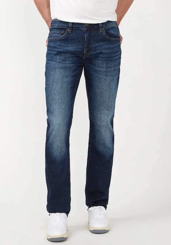 Men's Straight Leg Raw Denim Jeans for a Minimalist and Durable OptionSlim Ash Men's Jeans in Mid Blue - BM22633